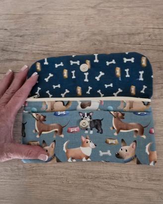 Portafoglio artigianale con cagnolini, nuovo