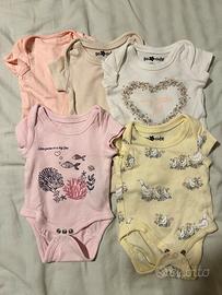 Lotto 5 body bimba neonata So Cute 0-3 mesi 56cm