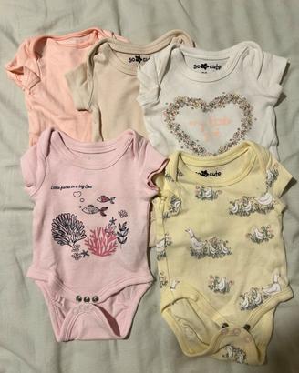 Lotto 5 body bimba neonata So Cute 0-3 mesi 56cm
