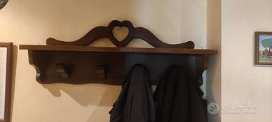 Appendiabiti da muro in legno massello arte povera