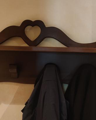 Appendiabiti da muro in legno massello arte povera