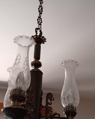 Lampadario in ottone a 3 luci