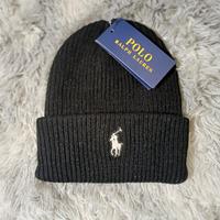 Cappello di lana Ralph Lauren nero con logo bianco