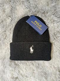 Cappello di lana Ralph Lauren nero con logo bianco