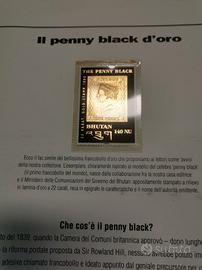 Fac simile Penny black d'oro Bhutan 