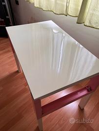 Scrivania, bianco/rosa, 96x58 cm