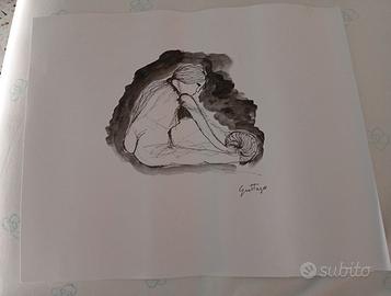 Guttuso - china su carta 43x35 copia d'autore