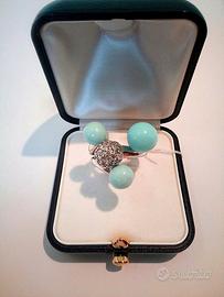 Anello ak29 in Argento 925 rodiato, Turchese, Zirc