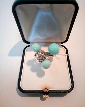 Anello ak29 in Argento 925 rodiato, Turchese, Zirc