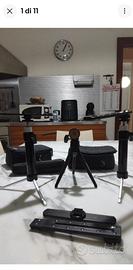 3 cavalletti Treppiedi manfrotto + accessori 