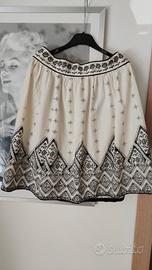 Gonna corta Boho-chic  crema e nera