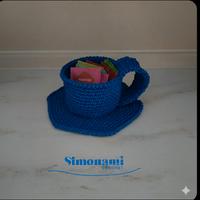 Tazza porta bustine realizzata all'uncinetto 