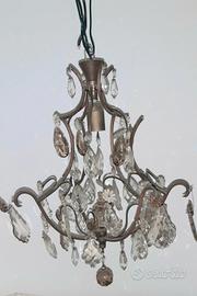 lampadario vintage cristallo e metallo