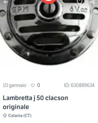 lambretta J50 clacson originale 6v