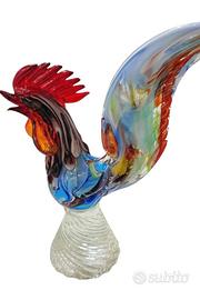 Vetro Murano vintage  Statuetta gallo colorato
