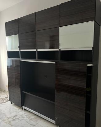 Mobile tv ante scorrevoli  nero wengé marrone