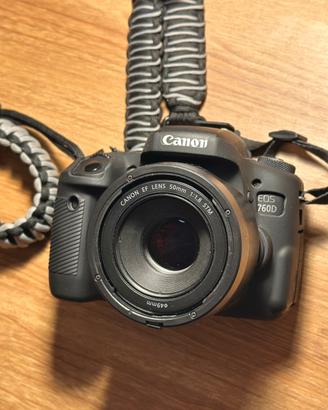 Canon eos 760 D + 50mm f/1.8 lens + bag + accessor