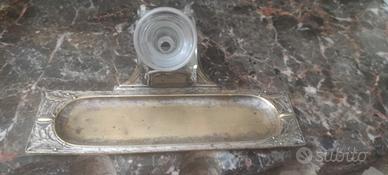 antico calamaio in ottone argentato 