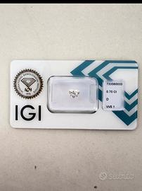 Diamante Naturale 0,70 CT D VVS1 Taglio Cuore