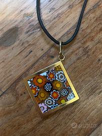 Collana Quadrata Millefiori Vetro di Murano