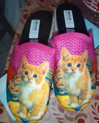 ciabattine nuove con foto gatti 39