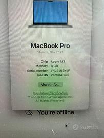 MacBook Pro 14 inch 2023 M3 8GB 512GB + MagicMouse