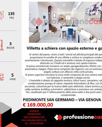 Villetta a schiera in centro con spazio esterno