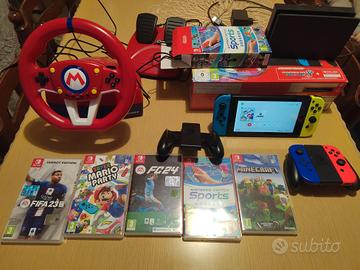 Nintendo Switch v2 con giochi e volante