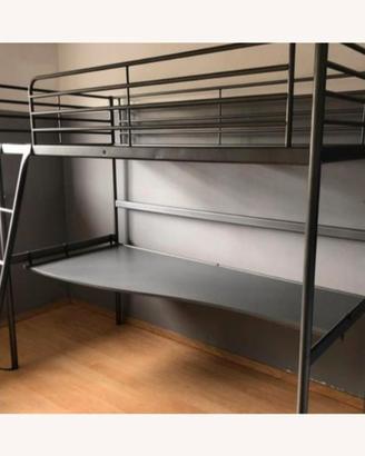 Letto a soppalco ikea + scrivania + materasso