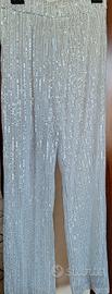 pantalone donna bianco con paillettes