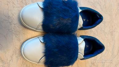 Sneakers Kammi pelle bianca nr35 con fasce blu