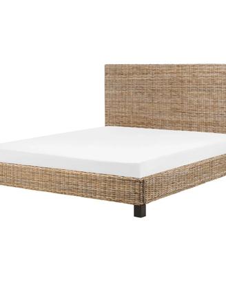 Letto matrimoniale in Rattan con doghe