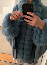 Mantella in lana con pelliccia