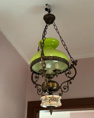 Lampadario ceramica vetro vintage