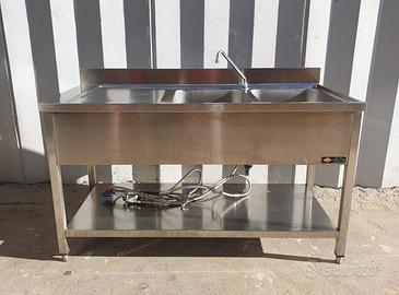 LAVELLO DOPPIA VASCA CON RUBINETTO A PEDALI ACQUA