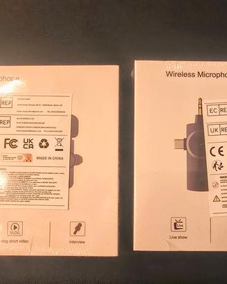 Microfoni wireless nuovi, ancora sigillati.