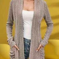 Giacca Cardigan Vintage Donna con Tasche Frontali