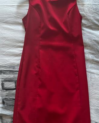 Vestito rosso Aké tubino con spacco posteriore