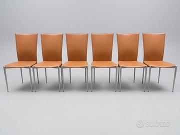set 6 sedie Calligaris originali in cuoio marrone/