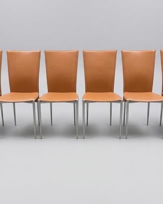 set 6 sedie Calligaris originali in cuoio marrone/