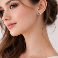 orecchini in argento 925 cuore con zirconi 