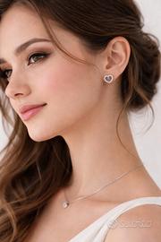 orecchini in argento 925 cuore con zirconi 