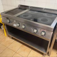 Fry top a gas piastra liscia + piano a induzione