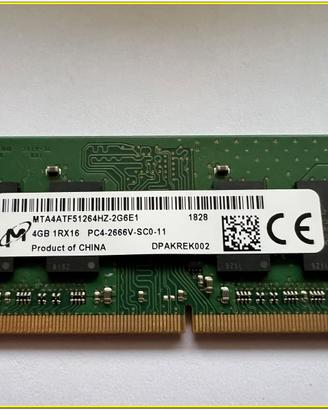 Memoria Ram SODIMM DDR4 1 x 4gb Micron