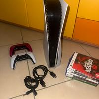 Ps5 (1 tera) + 1 esterno, 2 pad, 5 giochi, stand
