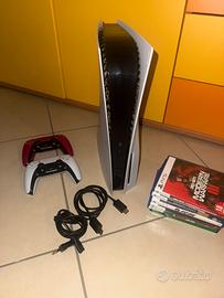 Ps5 (1 tera) + 1 esterno, 2 pad, 5 giochi, stand