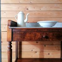 Tavolino toeletta consolle '800 in noce e marmo 