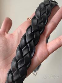 Cintura treccia in pelle