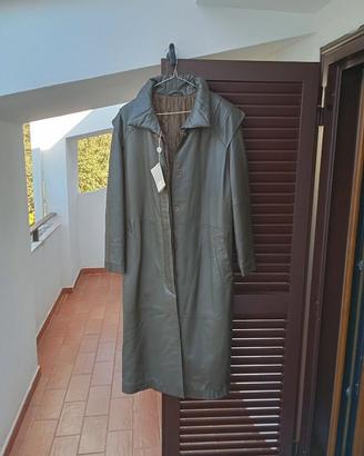 Cappotto in pelle  vintage nuovo con cartellino