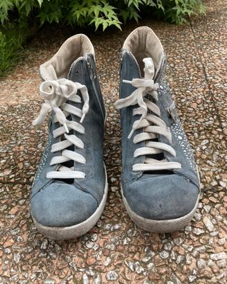 Sneakers blu in pelle scamosciata - taglia 39